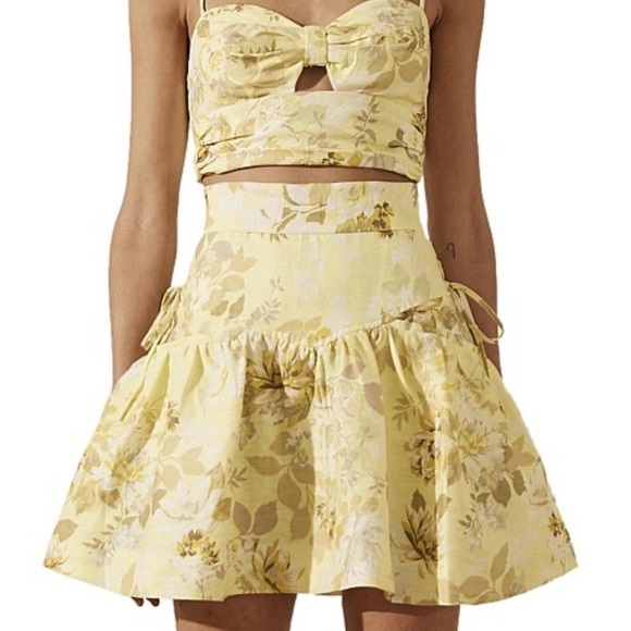 Shona Joy Dresses & Skirts - Shona Joy Martina Lace Up‎ Mini Skirt Lemon Lime Women’s Sz 8 NWT